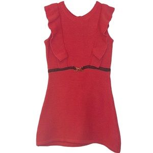 Janie and Jack Sleeveless Belted Sweater Dress - Coral